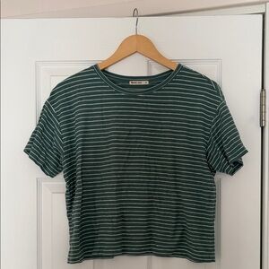 Marine Layer Green and White Striped Crop Top